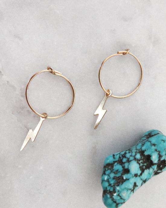 LIGHTNING BOLT EARRINGS- 14k Yellow Gold - The Littl - -