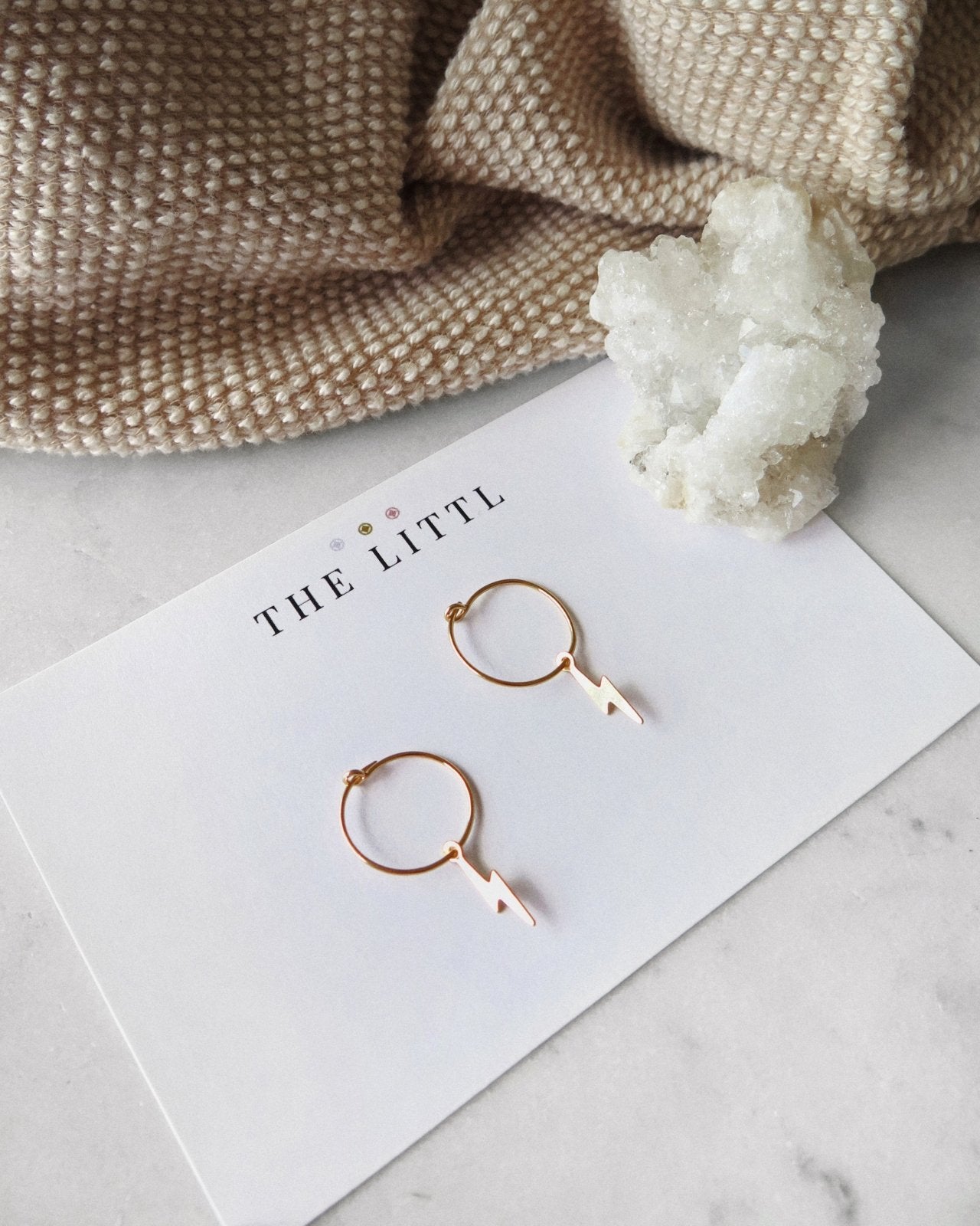 LIGHTNING BOLT EARRINGS- 14k Yellow Gold - The Littl - -