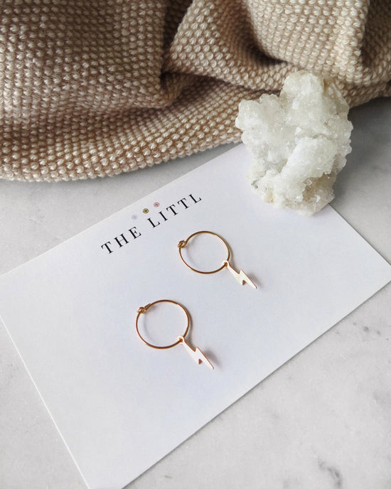 LIGHTNING BOLT EARRINGS- 14k Yellow Gold - The Littl - -