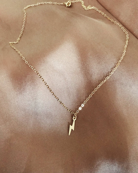 LIGHTNING BOLT NECKLACE- 14k Gold - The Littl - 14k Yellow Gold Fill - Deluxe Chain