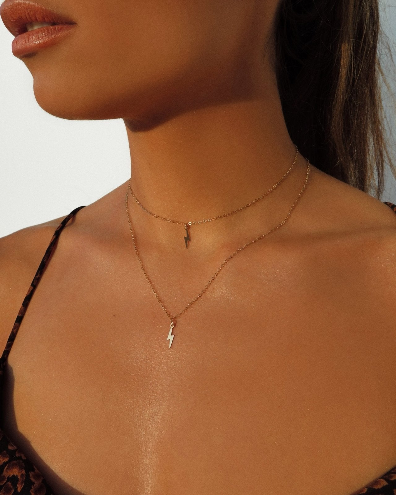 LIGHTNING BOLT NECKLACE- 14k Gold - The Littl - 14k Yellow Gold Fill - Deluxe Chain