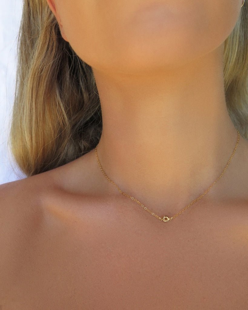 LOVE KNOT CONNECTOR NECKLACE - The Littl - Deluxe Chain - 14k Yellow Gold Fill