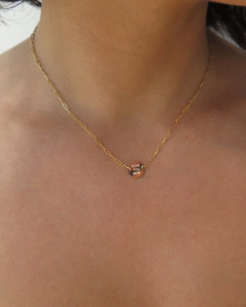 "Love you Mum" Thin Drawn Cable Necklace - The Littl - 14k Yellow Gold Fill - 39cm Necklaces