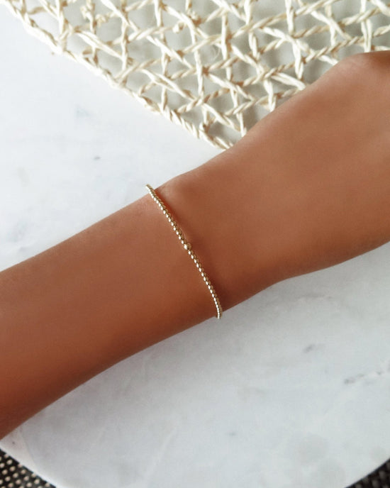 MINI BEADED BRACELET- 14k Yellow Gold - The Littl - 16cm -