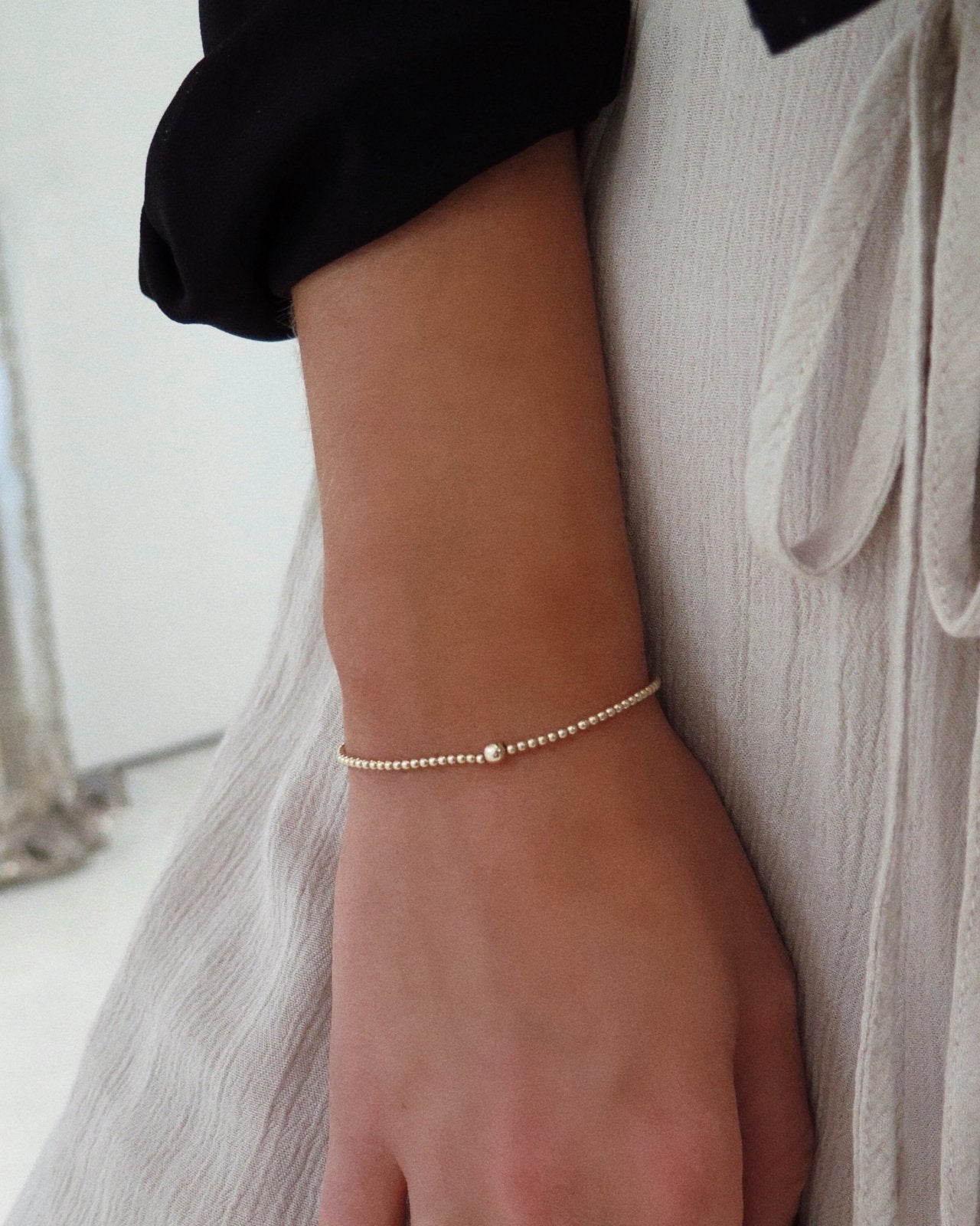 MINI BEADED BRACELET- 14k Yellow Gold - The Littl - 16cm -