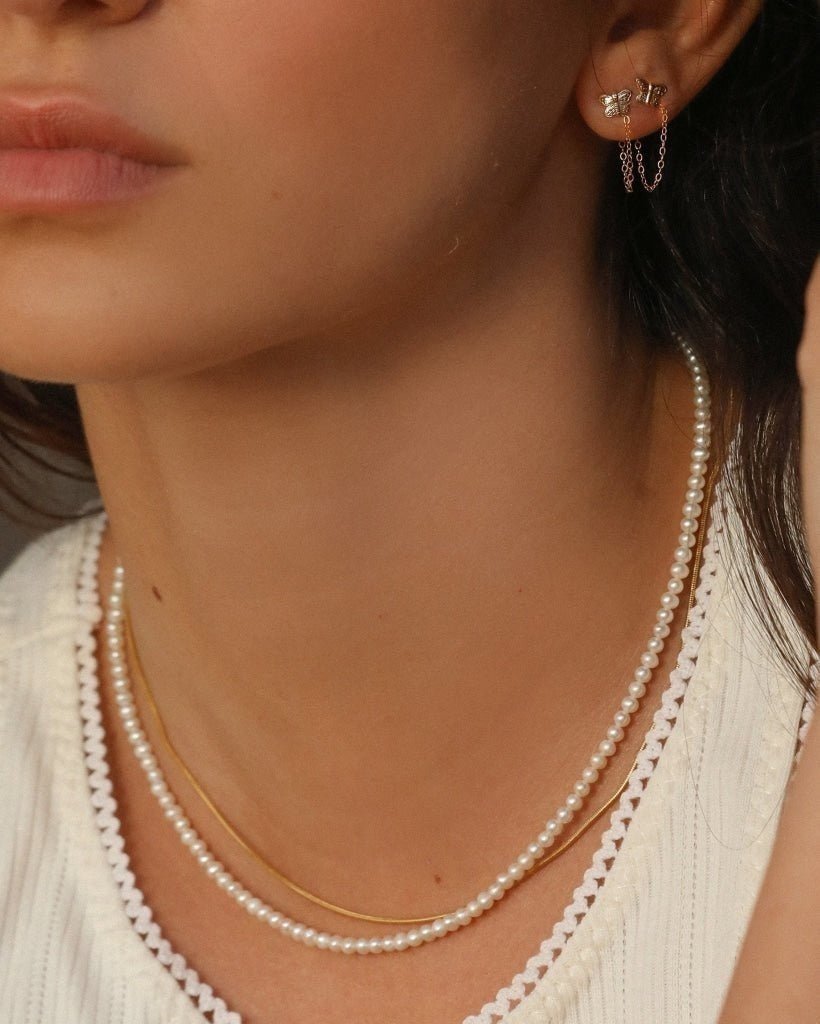 Mini Snake Necklace - 14k Gold-Filled - On Model - Waterproof | The Littl