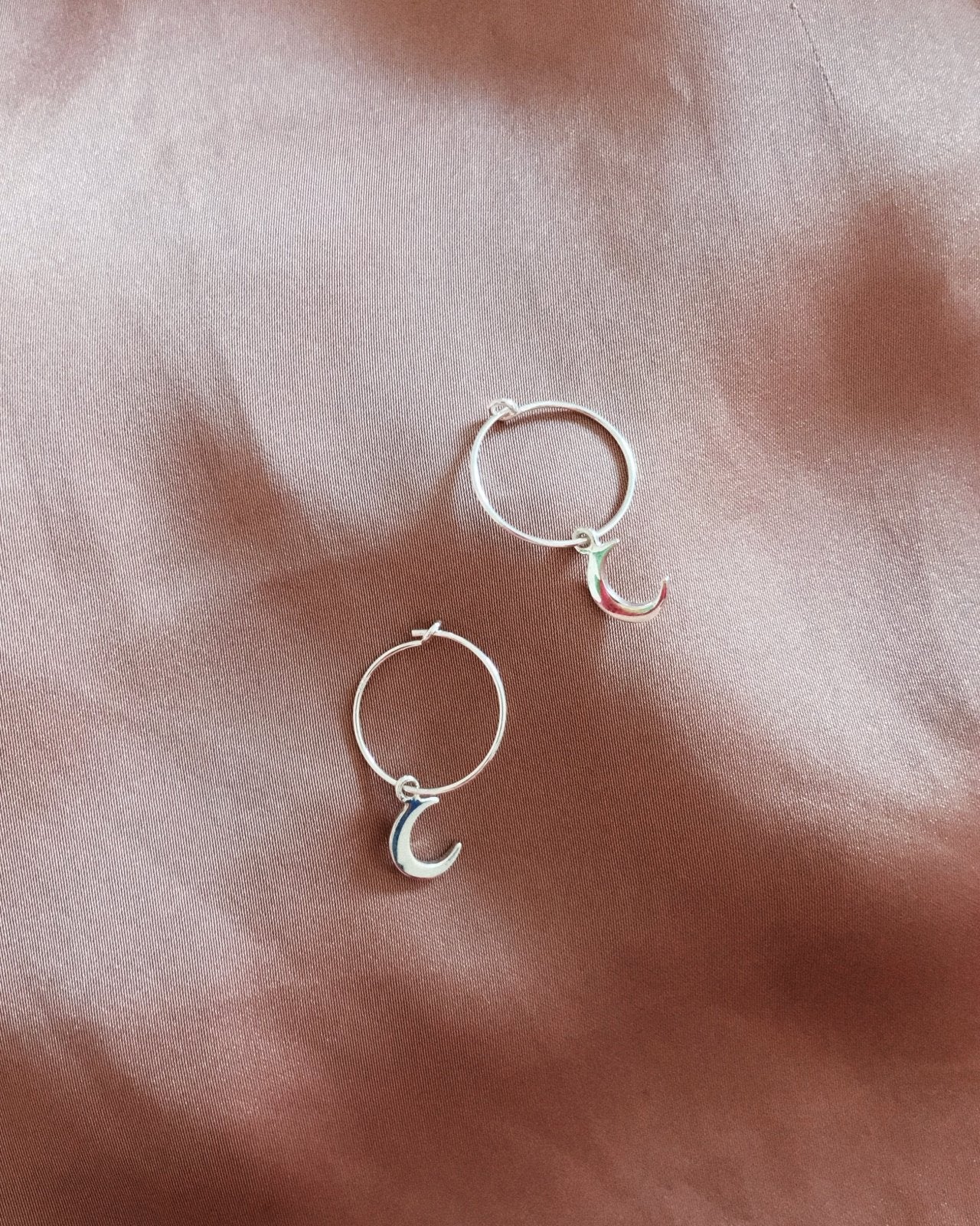 MOON HOOP EARRINGS- Sterling Silver - The Littl - -