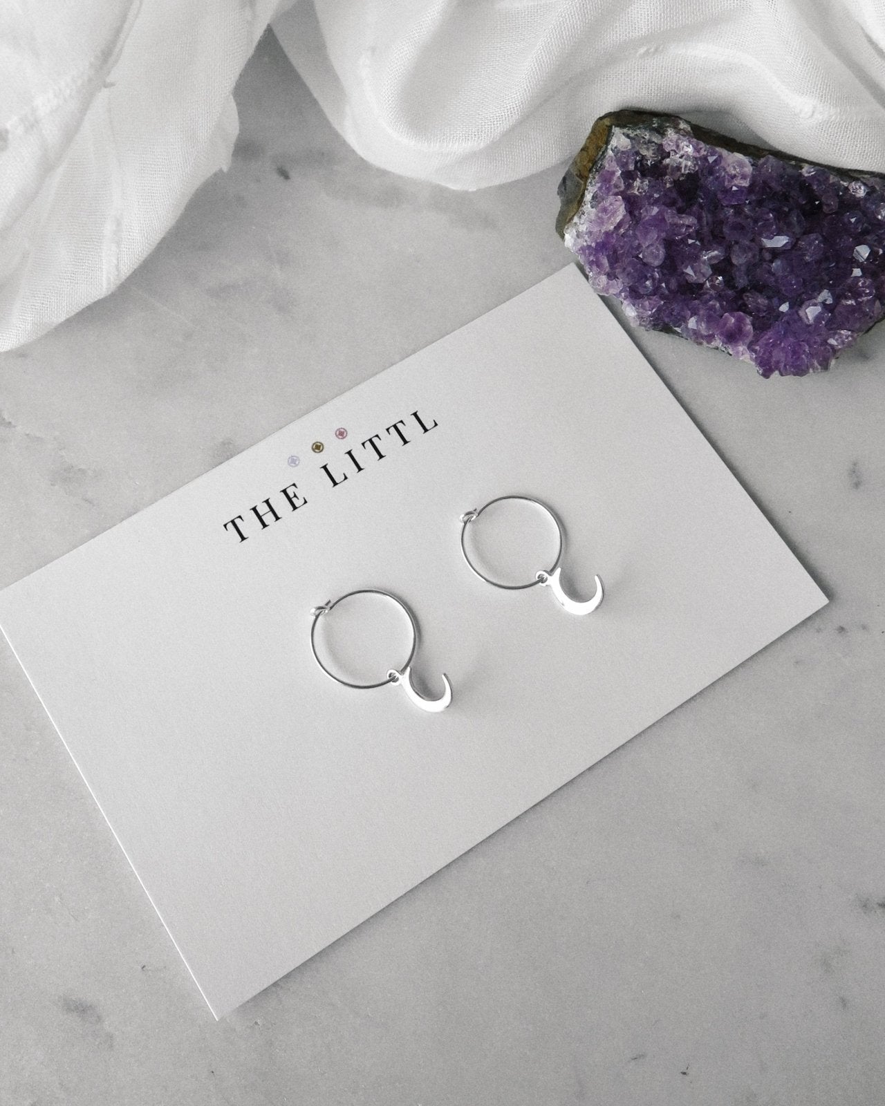 MOON HOOP EARRINGS- Sterling Silver - The Littl - -