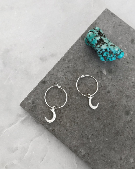 MOON HOOP EARRINGS- Sterling Silver - The Littl - -