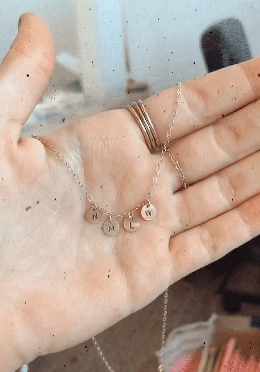 MULTI LETTER COIN NECKLACE- Sterling Silver - The Littl - Deluxe Chain - 37cm (choker)