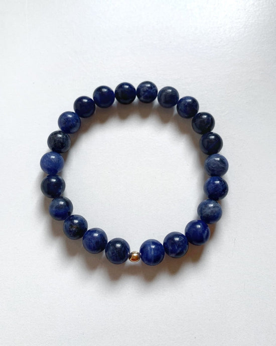 NAVY SODALITE BRACELET - The Littl - 14k Yellow Gold Fill - 16cm (S)