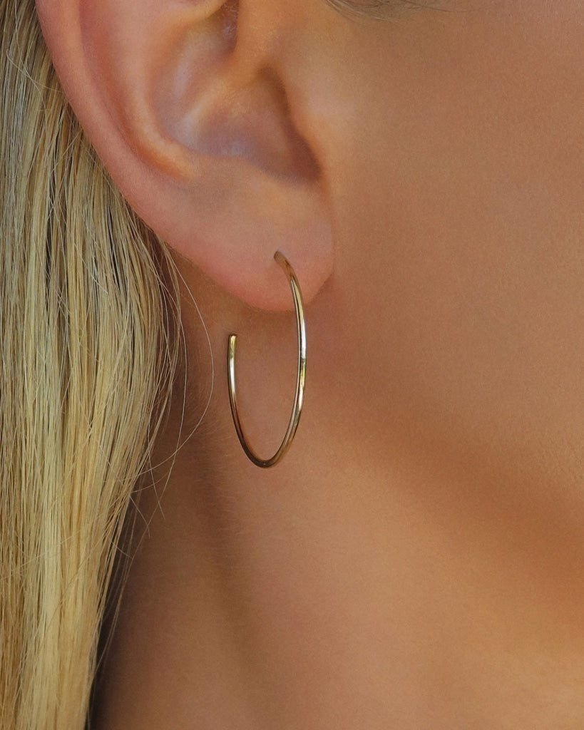 Load image into Gallery viewer, OPEN HOOP EARRINGS - The Littl - 14k Yellow Gold Fill - 12mm
