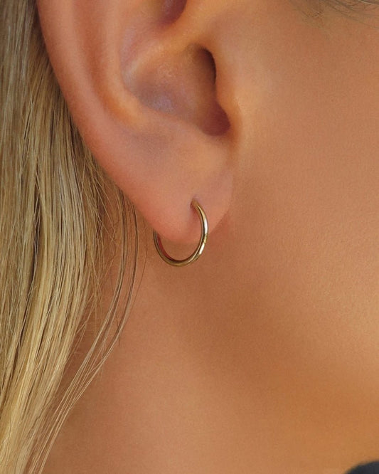 12mm Open Hoop Stud Earrings - 14k Gold-Filled - Waterproof & Tarnish-Resistant | The Littl
