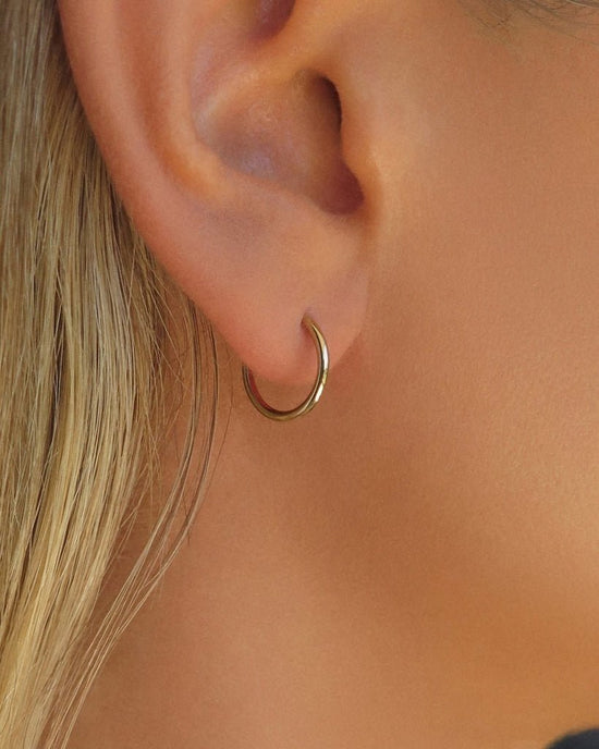 Load image into Gallery viewer, OPEN HOOP EARRINGS - The Littl - 14k Yellow Gold Fill - 12mm
