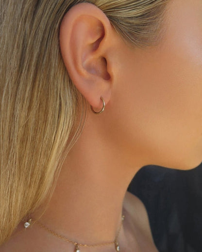 12mm Open Hoop Stud Earrings - Everyday Earrings - 14k Gold-Filled | The Littl Australia