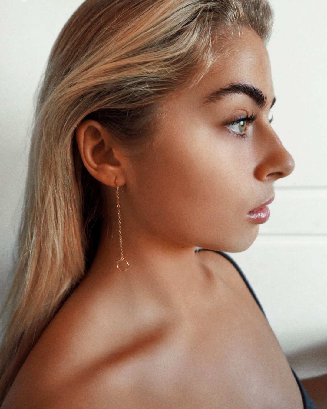 RING DROP EARRINGS- 14k Yellow Gold - The Littl - 4cm -