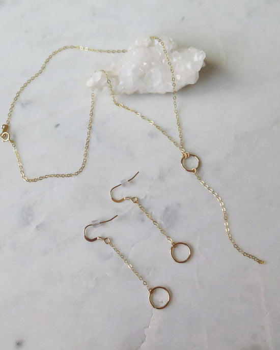 RING DROP EARRINGS- 14k Yellow Gold - The Littl - 4cm -