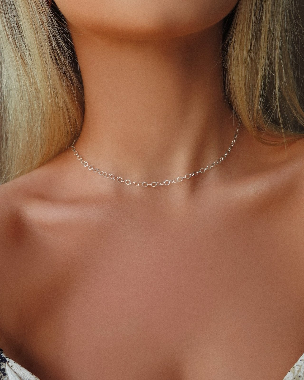 ROUND CHAIN NECKLACE- Sterling Silver - The Littl - 37cm (choker) -