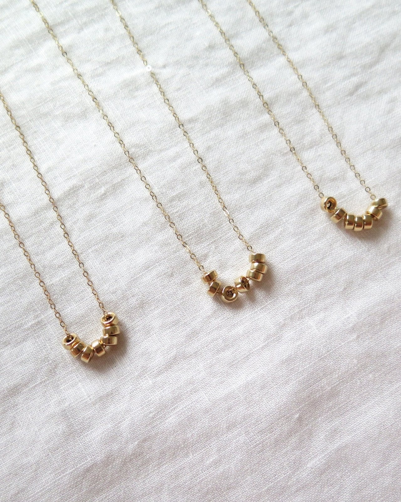 SEVEN RING NECKLACE- 14k Yellow Gold - The Littl - Deluxe Chain - 39cm
