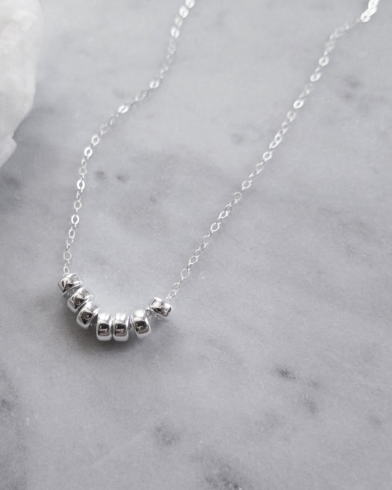 Load image into Gallery viewer, SEVEN RING NECKLACE- Sterling Silver - The Littl - Deluxe Chain - 39cm
