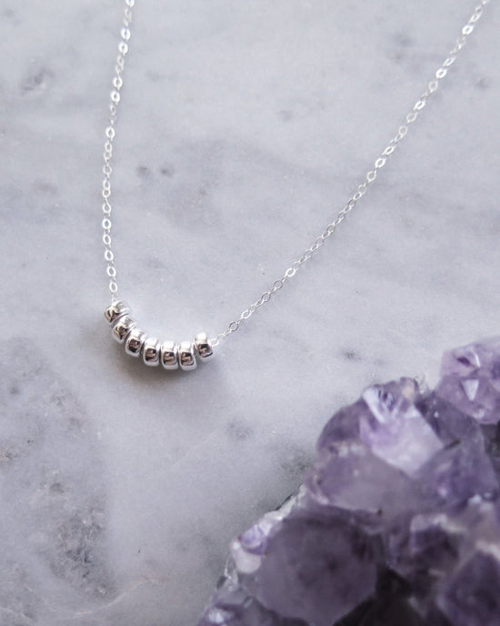 Load image into Gallery viewer, SEVEN RING NECKLACE- Sterling Silver - The Littl - Deluxe Chain - 39cm

