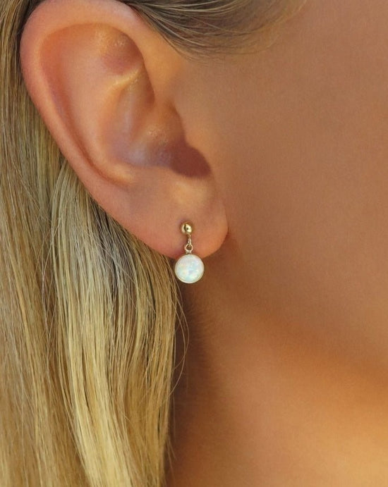 SINGLE BELLO OPAL STUD EARRINGS- 14k Yellow Gold Fill - The Littl - Earrings