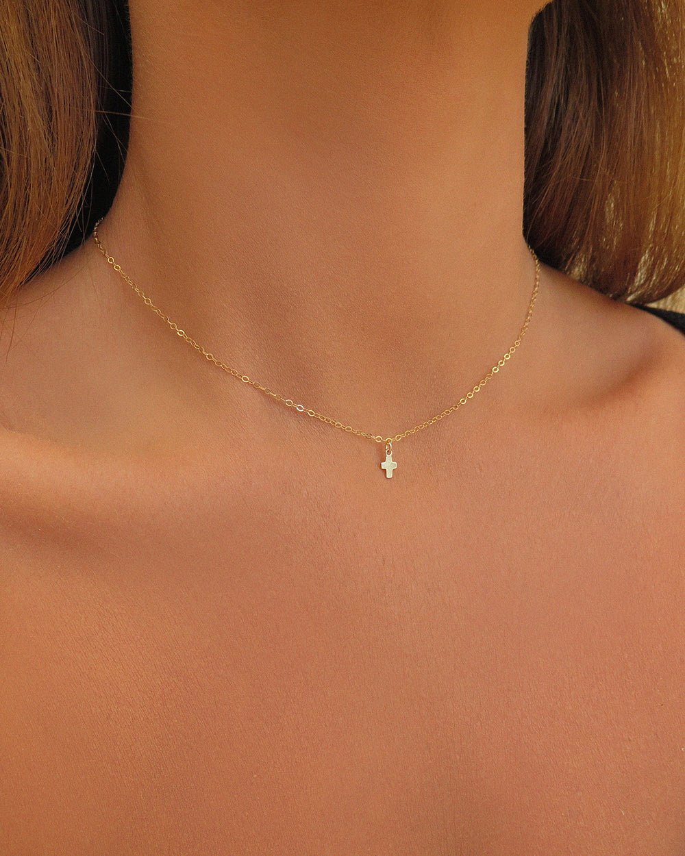 SINGLE CROSS NECKLACE The Littl 14k Yellow1