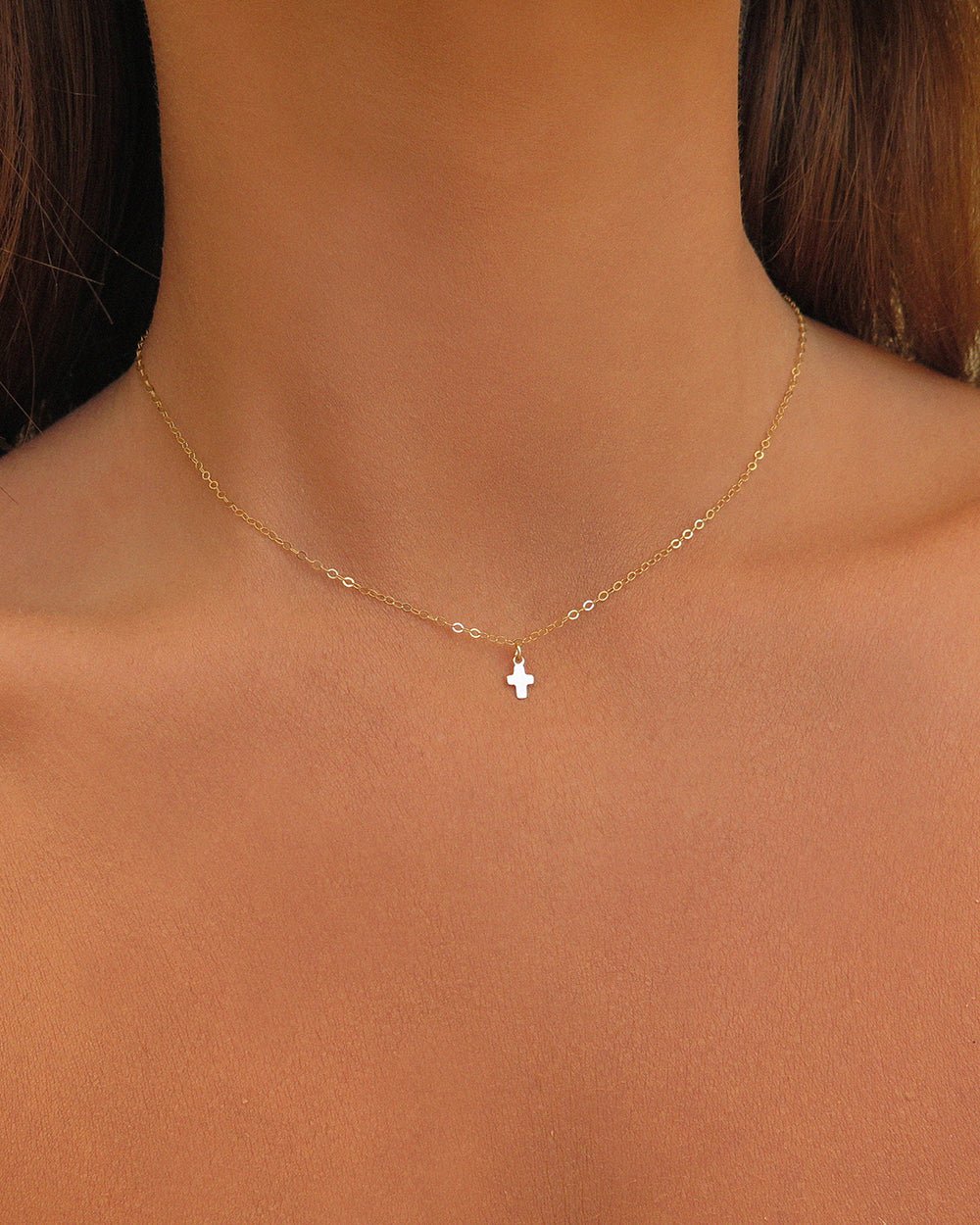 SINGLE CROSS NECKLACE - The Littl - 14k Yellow Gold Fill - Deluxe Chain Necklaces