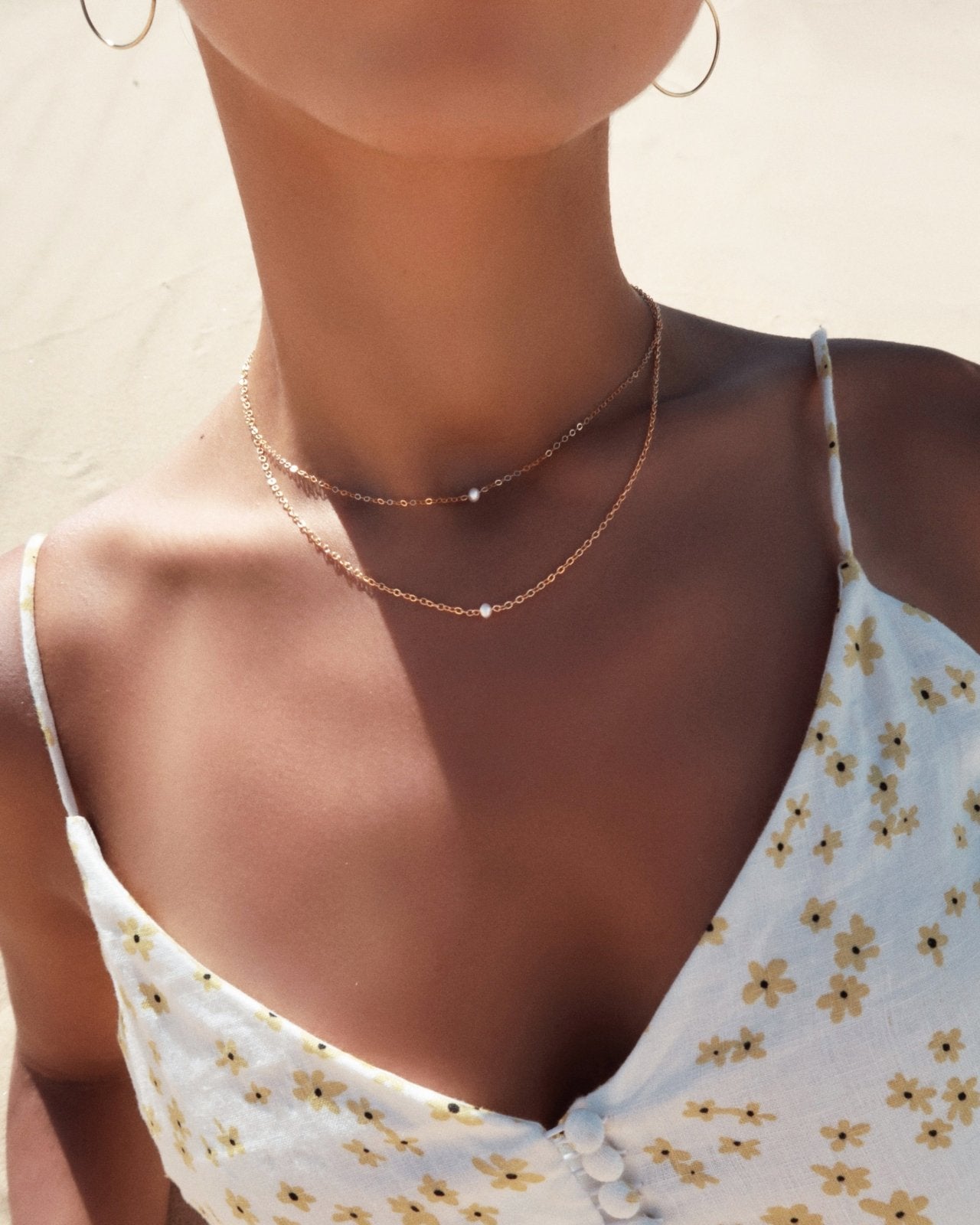 SMALL FRESHWATER PEARL NECKLACE - The Littl - 14k Yellow Gold Fill - Deluxe Chain