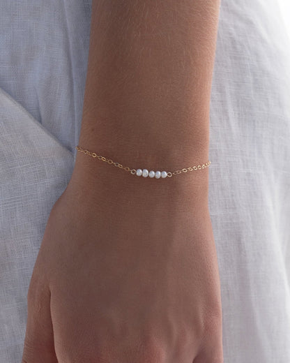 Small Five Freshwater Pearl Stack Bracelet - 14k Rose Gold-Filled - Waterproof & Tarnish-Resistant | The Littl