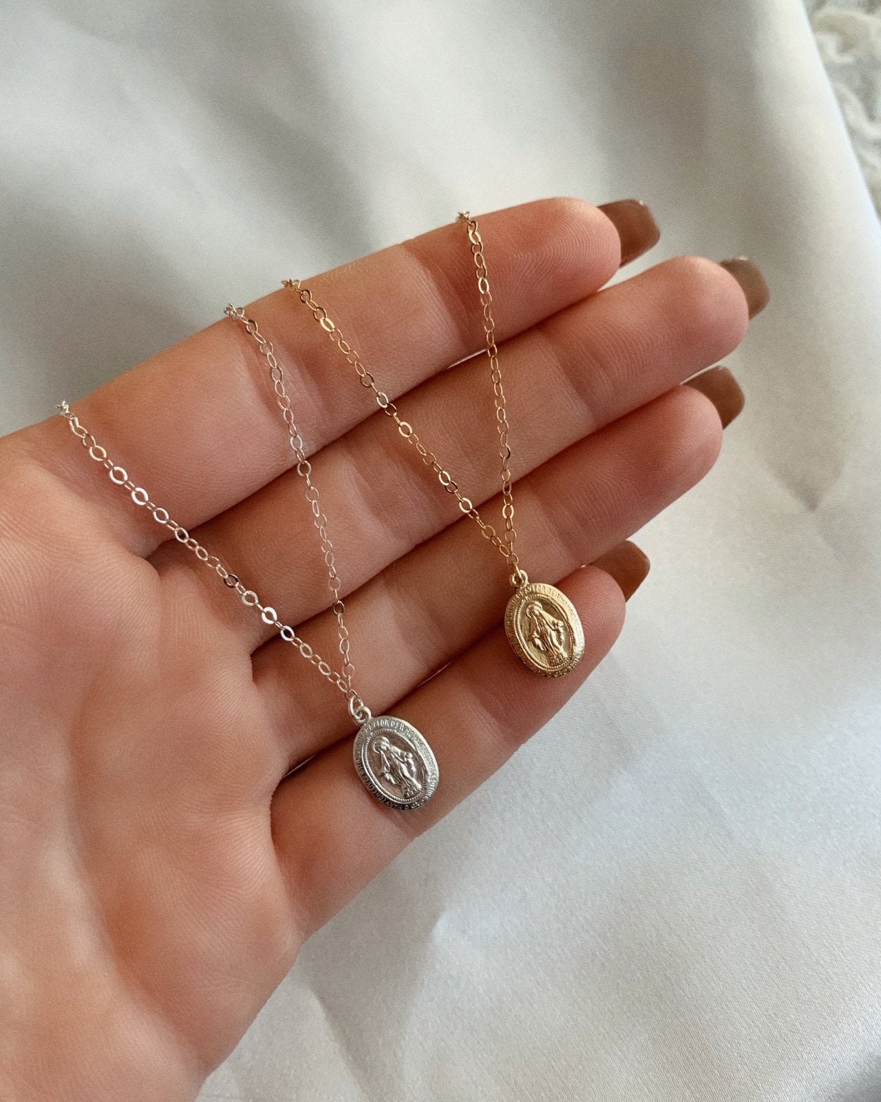 SMALL MIRACULOUS MEDAL NECKLACE- 14k Yellow Gold The Littl A