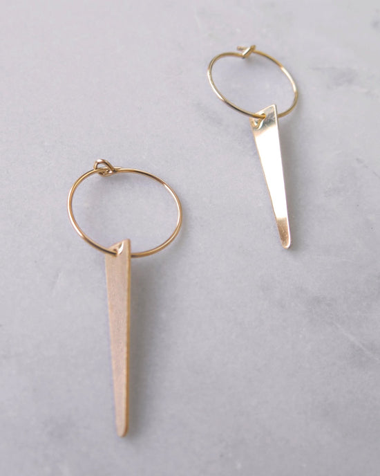 Load image into Gallery viewer, SPIKE HOOP EARRINGS - The Littl - 14k Yellow Gold Fill -
