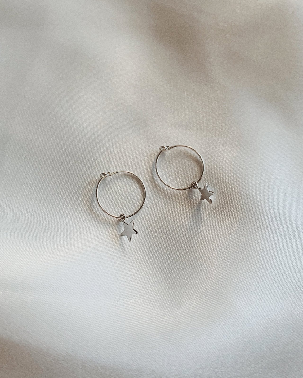 STAR HOOP EARRINGS- Sterling Silver - The Littl - -