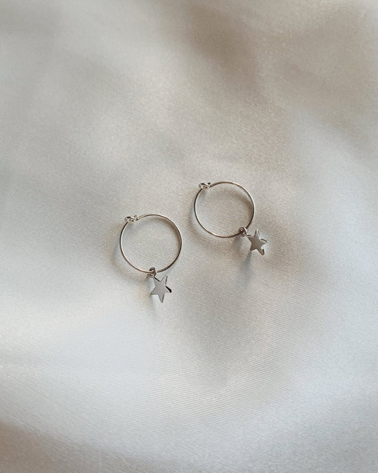 STAR HOOP EARRINGS- Sterling Silver - The Littl - -