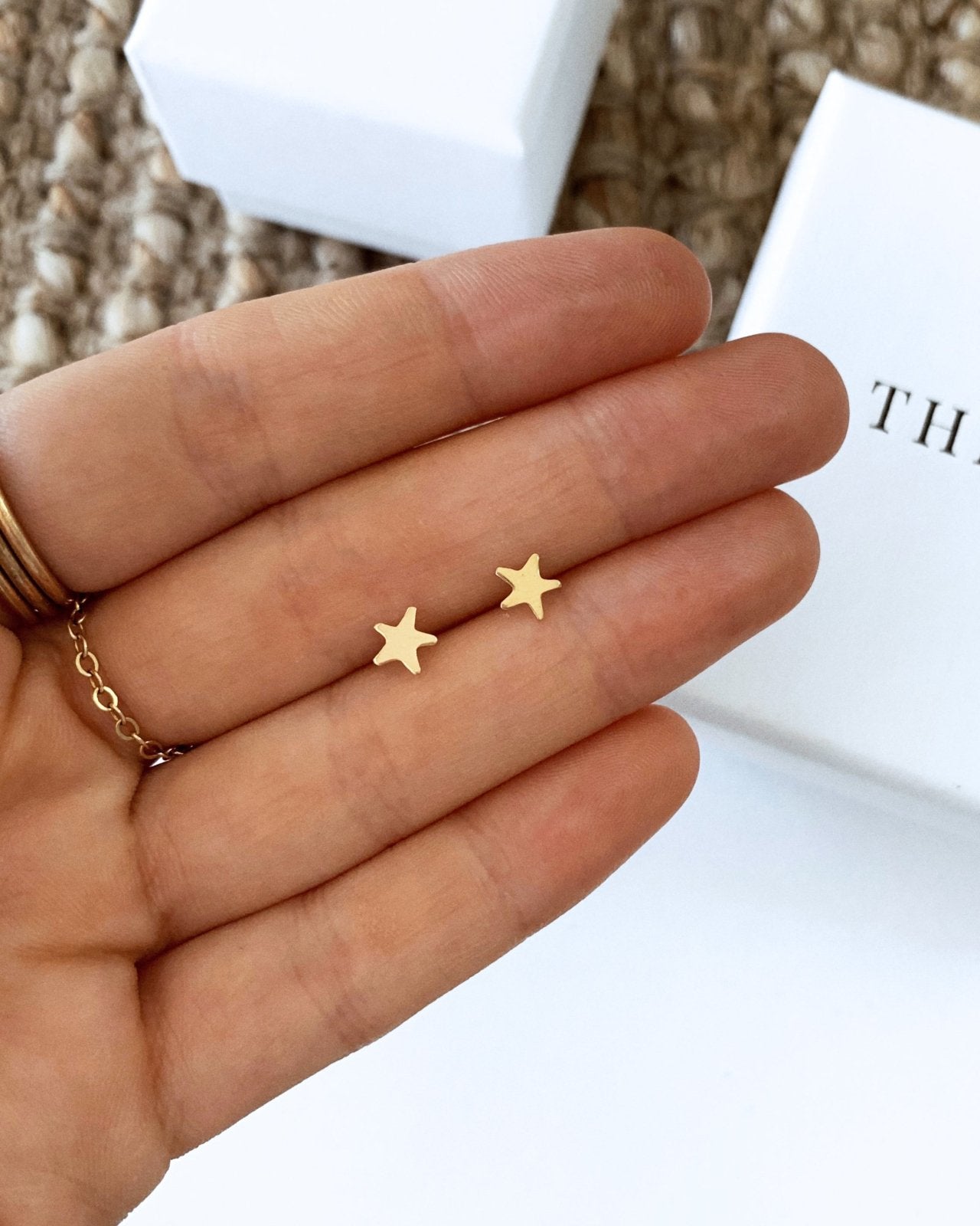 STAR STUD EARRINGS- 14k Yellow Gold - The Littl - -