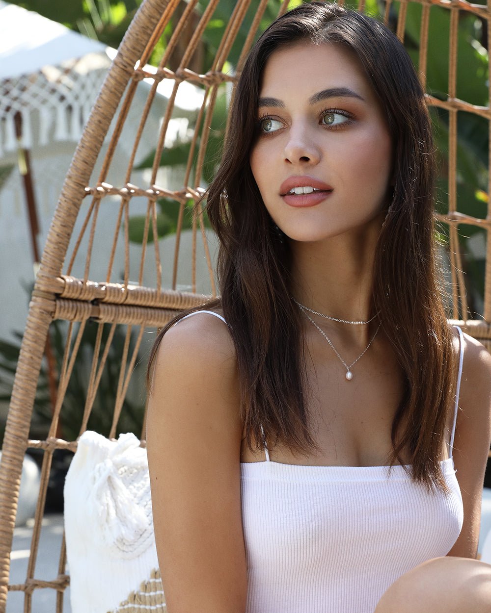 TEARDROP FRESHWATER PEARL NECKLACE- Sterling Silver - The Littl - Deluxe Chain - 37cm (choker)