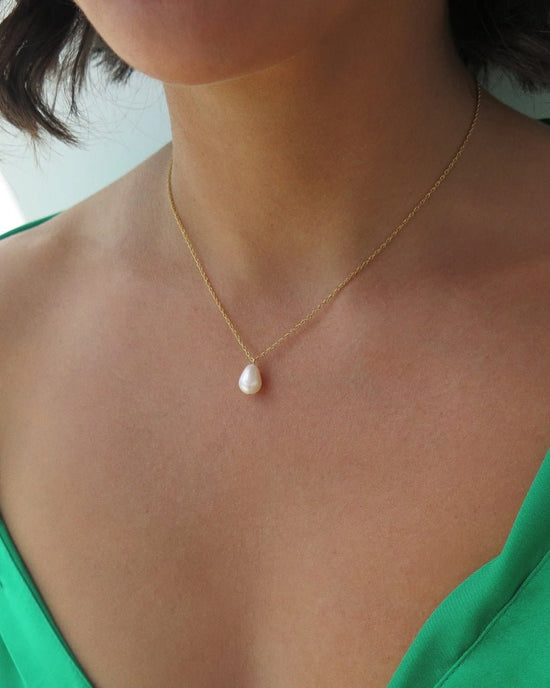 TEARDROP FRESHWATER PEARL ROPE CHAIN NECKLACE - 14k Yellow Gold Fill - The Littl - 14k Yellow Gold Fill - 40.5cm (16in) Necklaces