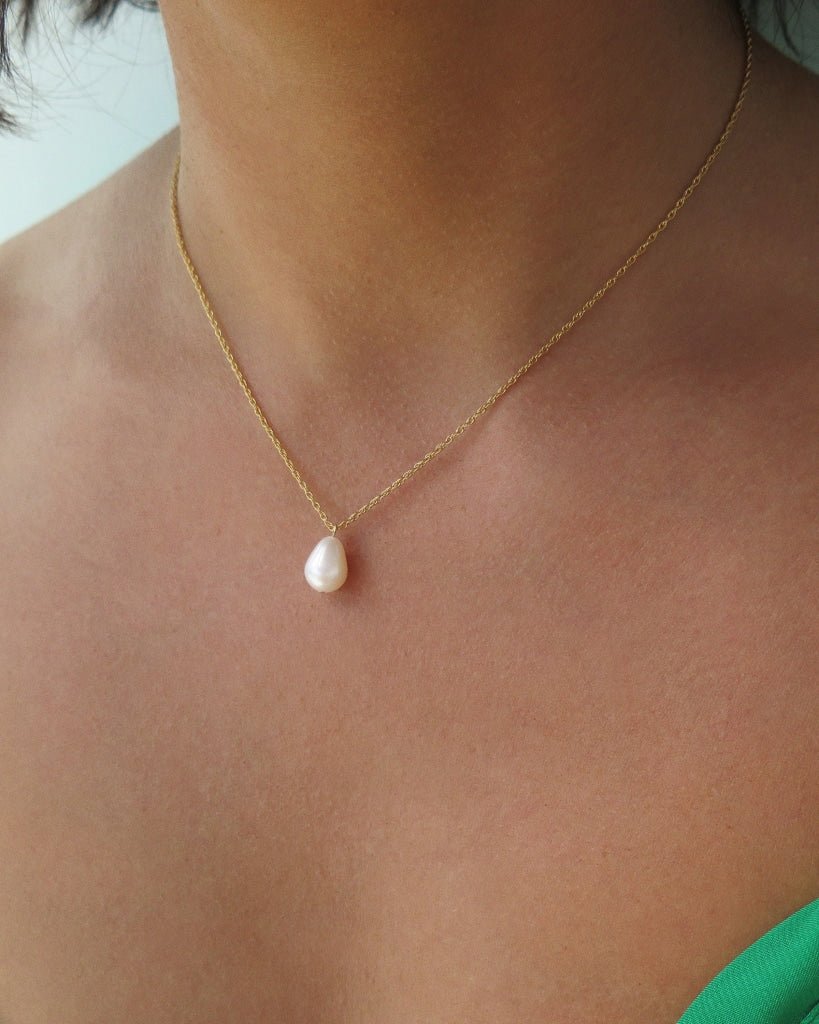 TEARDROP FRESHWATER PEARL ROPE CHAIN NECKLACE - 14k Yellow Gold Fill - The Littl - 14k Yellow Gold Fill - 40.5cm (16in) Necklaces