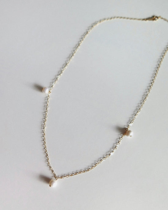 TEARDROP PEARL NECKLACE SET (10% off)- 14k Gold - The Littl - 14k Yellow Gold Fill - 37cm (choker)