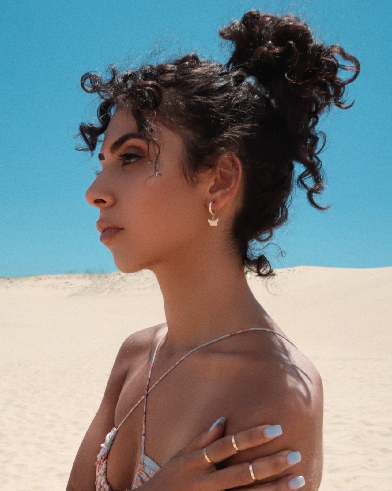 THICK BUTTERFLY HOOP EARRINGS - The Littl - 12mm - Sterling Silver