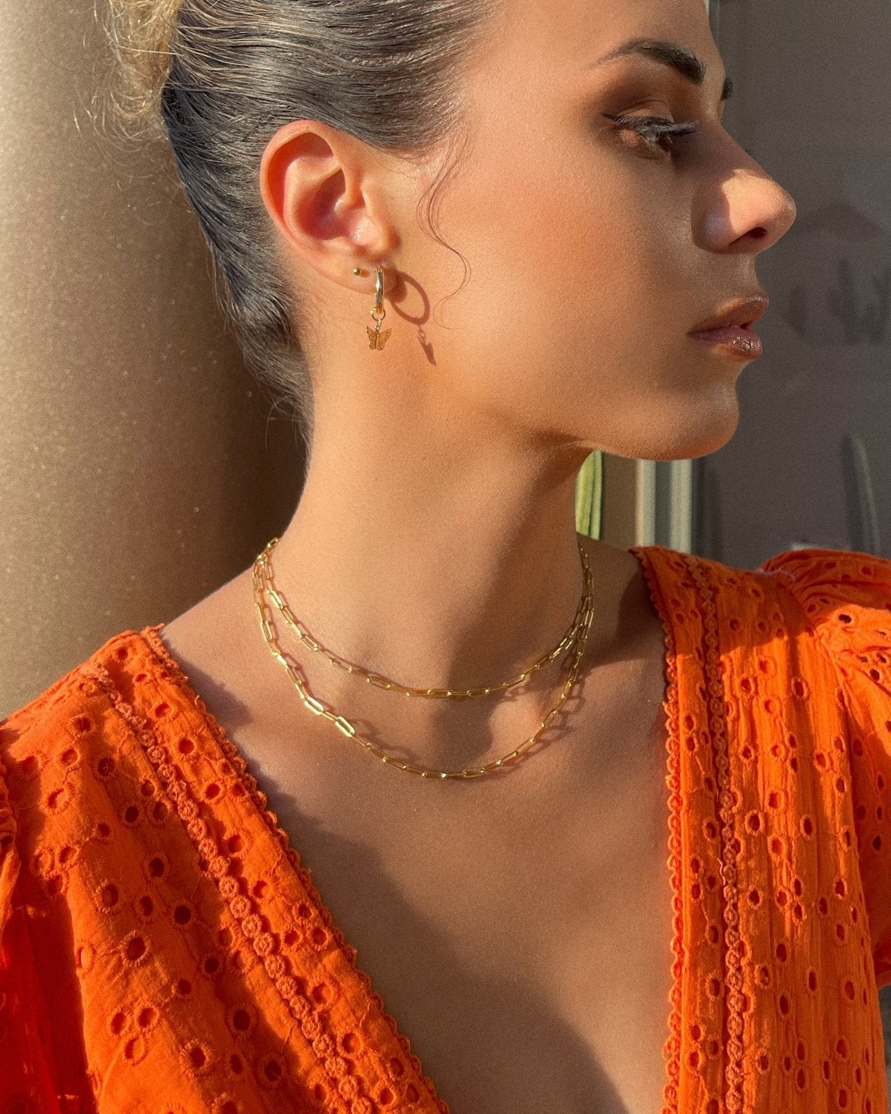 THICK BUTTERFLY HOOP EARRINGS - The Littl - 12mm - Sterling Silver