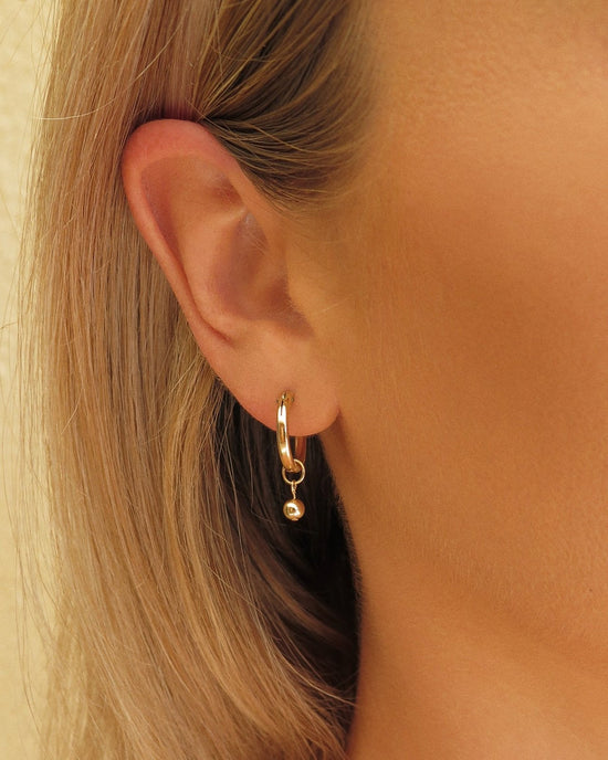 THICK CLASSIC BAR HOOP EARRINGS SET (10% off) - The Littl - 14k Yellow Gold Fill - 12mm (both pairs) Set