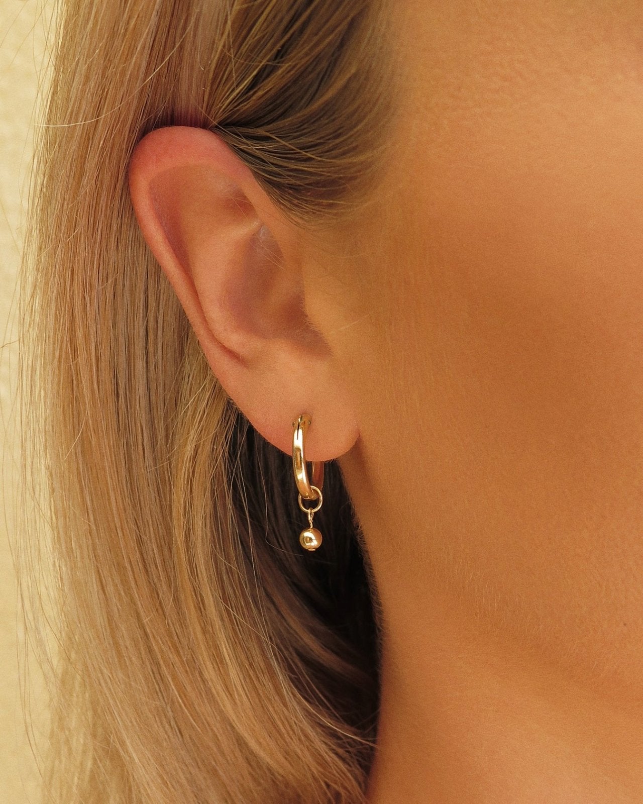 THICK CLASSIC HOOP EARRINGS- 14k Yellow Gold - The Littl - 12mm -