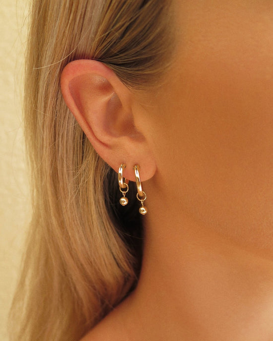 THICK CLASSIC HOOP EARRINGS SET (10% off)- 14k Yellow Gold - The Littl - 12mm (both pairs) - Set