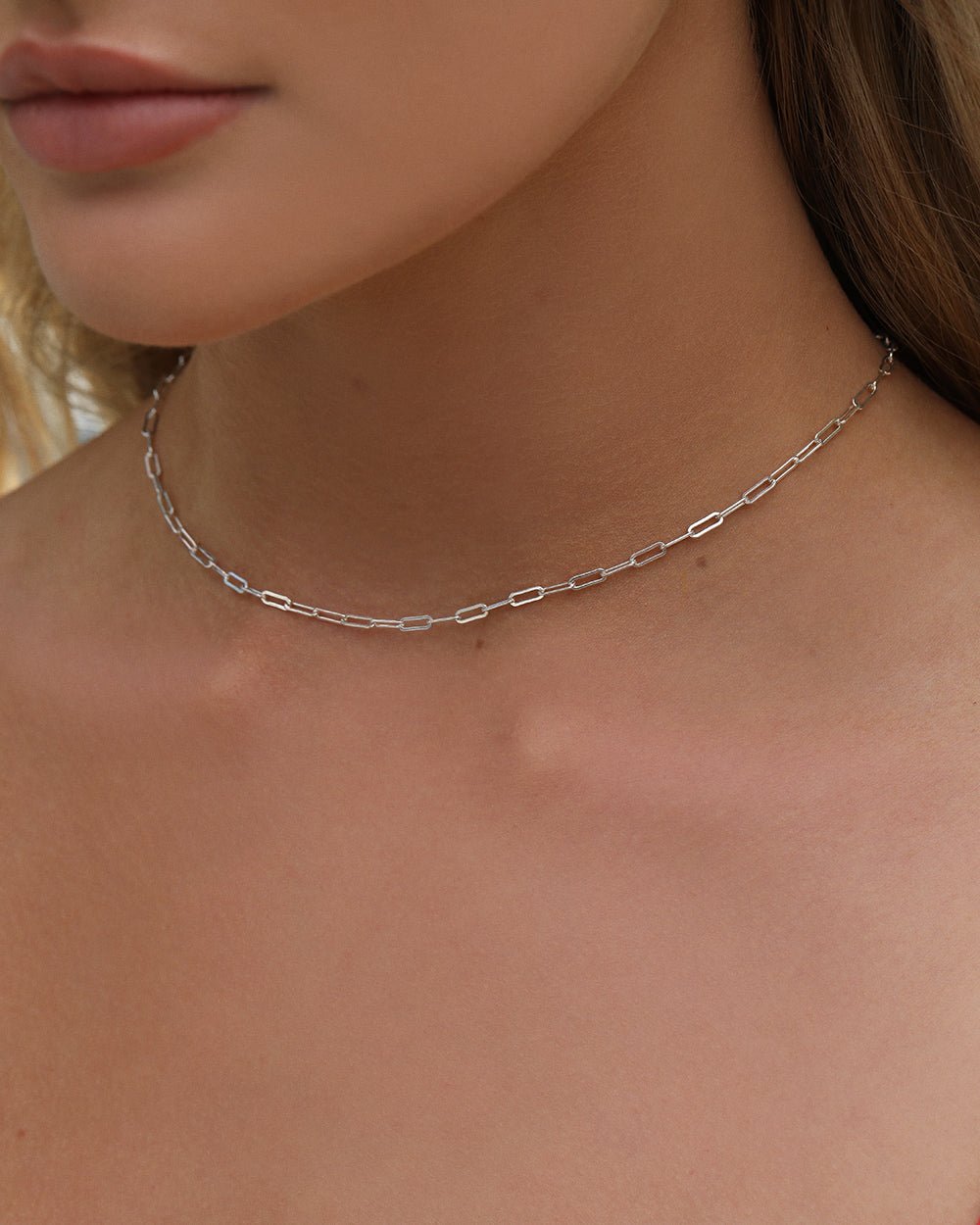 THICK DRAWN CABLE CHAIN NECKLACE- Sterling Silver - The Littl - 37cm (choker) -
