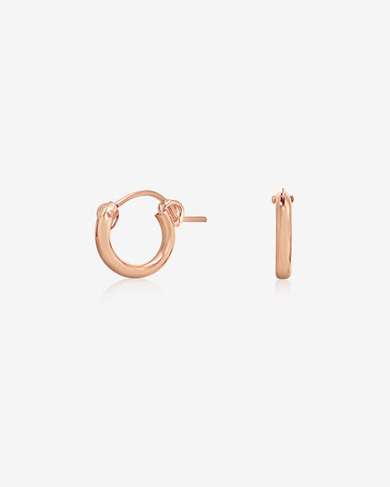 THICK HOOP EARRINGS - 14k Rose Gold Fill - The Littl - 14k Rose Gold Fill - 12mm Earrings