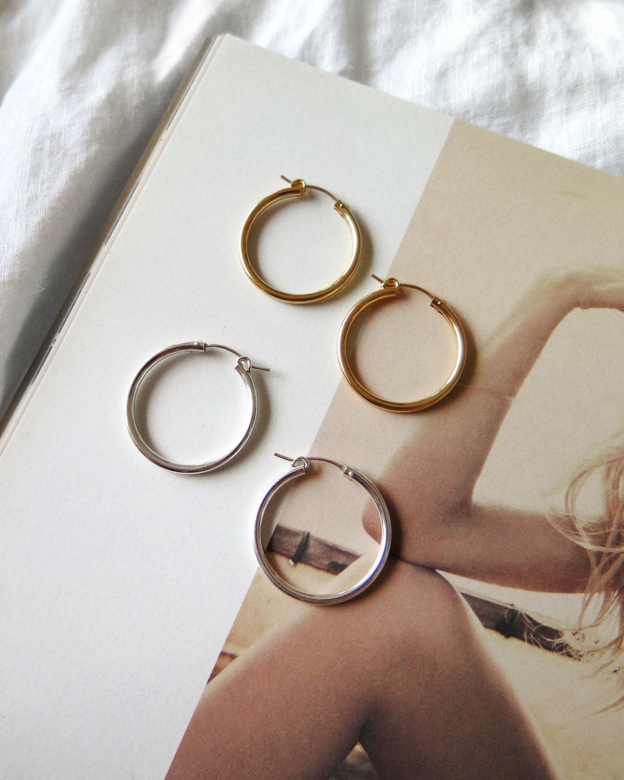 Load image into Gallery viewer, THICK HOOP EARRINGS - 14k Rose Gold Fill - The Littl - 14k Rose Gold Fill - 12mm Earrings
