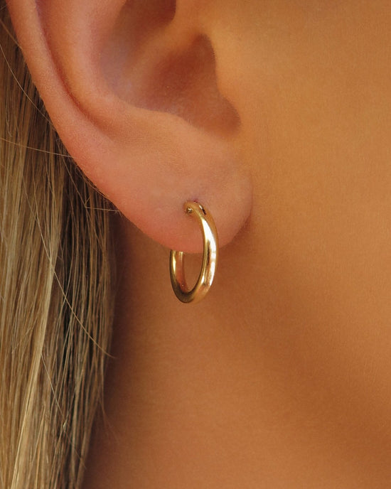THICK HOOP EARRINGS- 14k Yellow Gold - The Littl - 12mm -