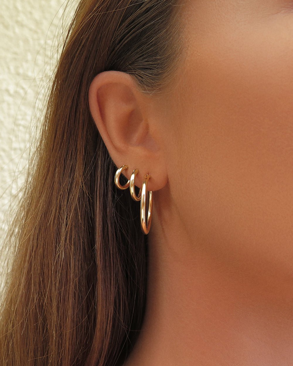 Thick gold hoops deals 14k