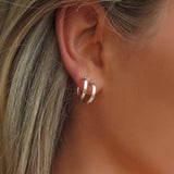 Thick Hoop Earrings - Sterling Silver